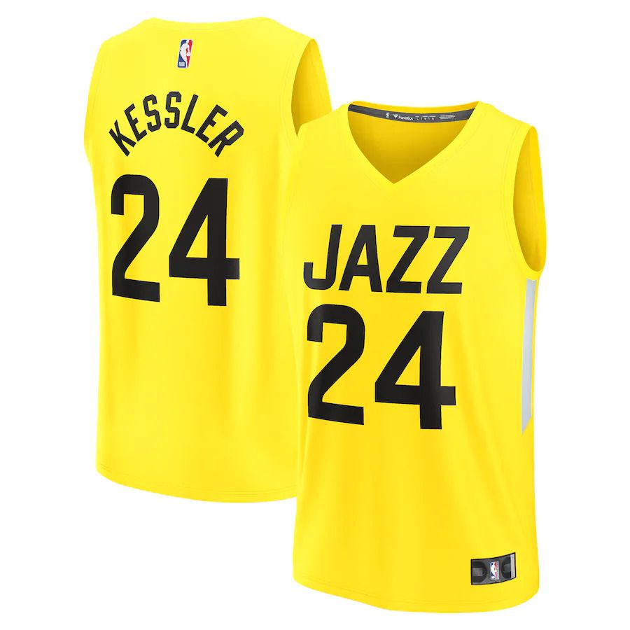 Men Utah Jazz 24 Walker Kessler Fanatics Branded Yellow 2022-23 Fast Break Replica Player NBA Jersey